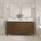 James Martin Vanities 60'' Double Vanity, Mid Century Walnut w/ Single Hole 3 CM White Zeus Quartz Top & Backsplash 485-V60D-WLT-1WZ - alternate 4